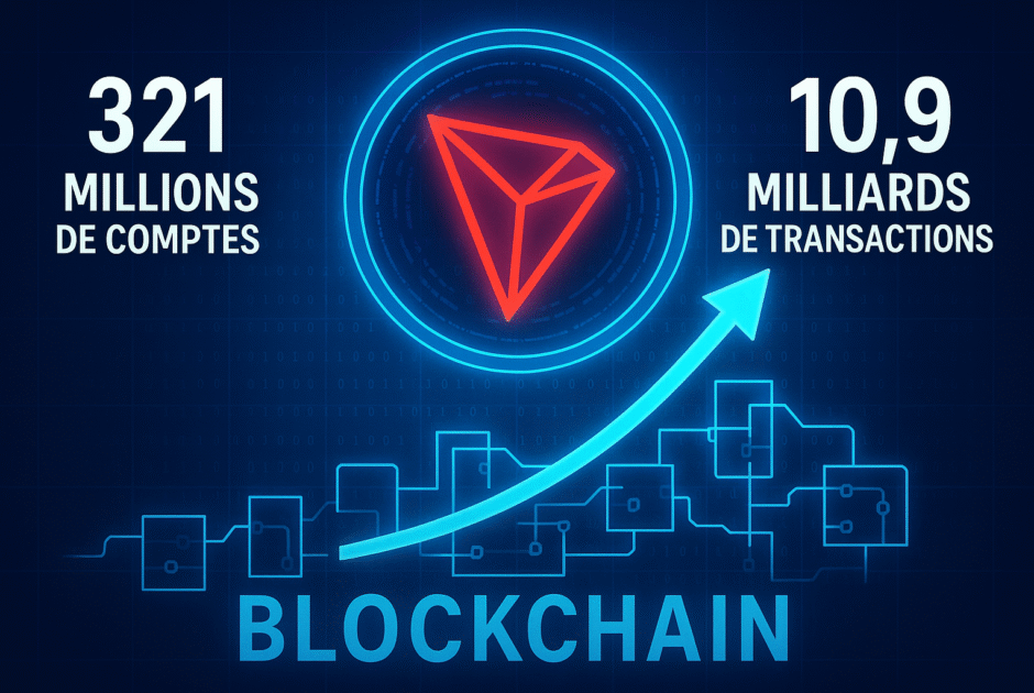 TRON Frappe un Grand Coup : 321 Millions de Comptes, 10,9 Milliards de Transactions – La Blockchain qui Surprend Tout le Marché en 2025