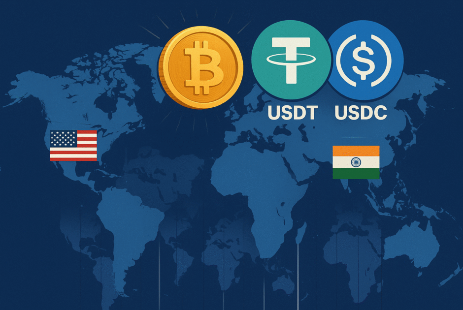 BTC & Stablecoins : Ce que la Domination Mondiale de Bitcoin et USDT/USDC Révèle sur le Virage Global de la Crypto (Inde & USA en tête)